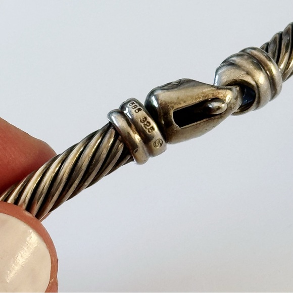 David Yurman Two Tone 925 14k Gold Ruby Cable Link Choker Necklace - Picture 9 of 13